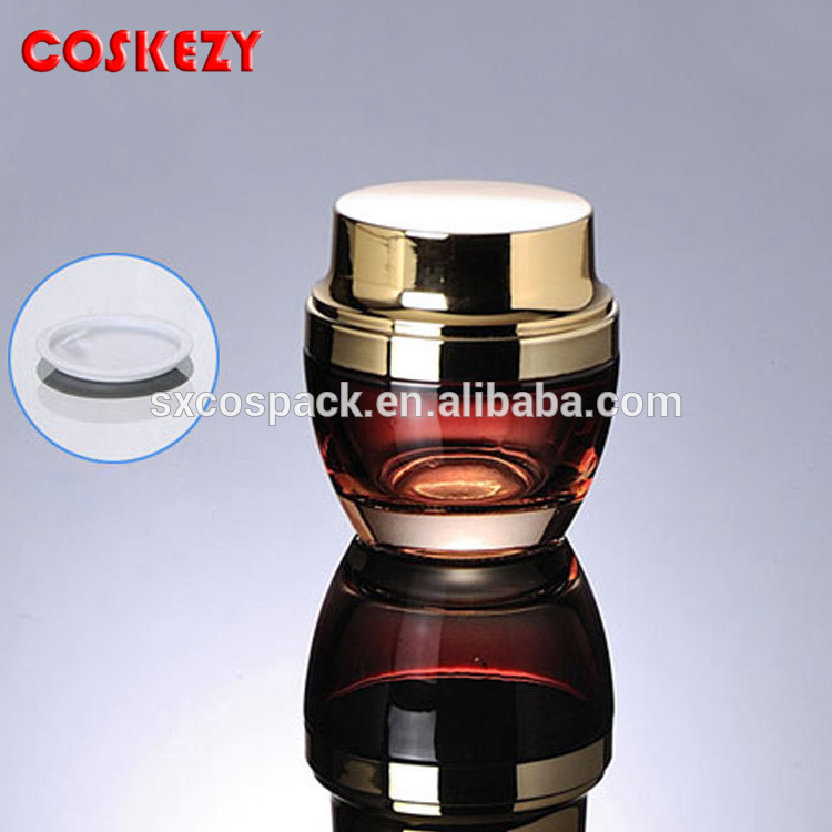 Beauty 50ml empty red glass packaging for cream, glass jars with golden and silver lid