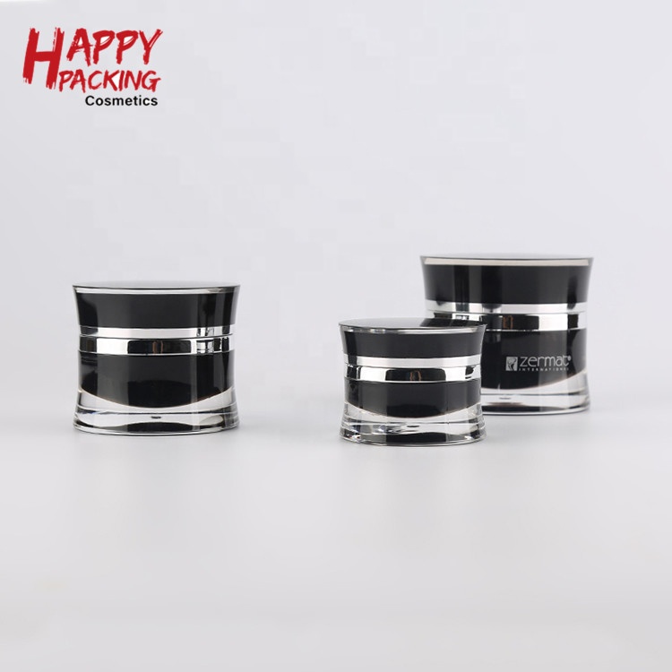 Beauty Containers Small Black Acrylic Cosmetic Jars Lip Balm Pot Black Lid 30g