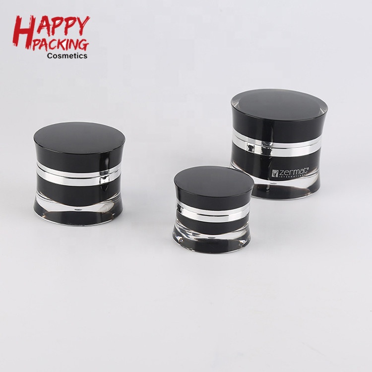 Beauty Containers Small Black Acrylic Cosmetic Jars Lip Balm Pot Black Lid 30g
