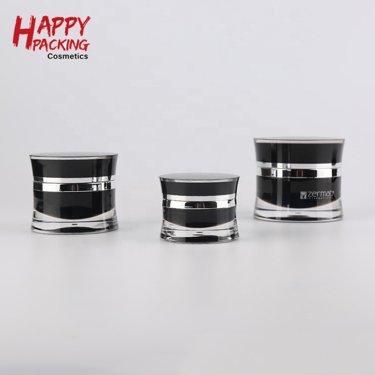 Beauty Containers Small Black Acrylic Cosmetic Jars Lip Balm Pot Black Lid 30g