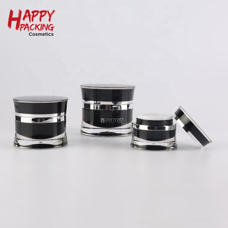 Beauty Containers Small Black Acrylic Cosmetic Jars Lip Balm Pot Black Lid 30g