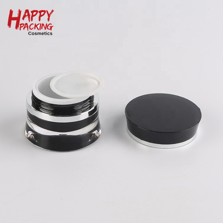 Beauty Containers Small Black Acrylic Cosmetic Jars Lip Balm Pot Black Lid 30g