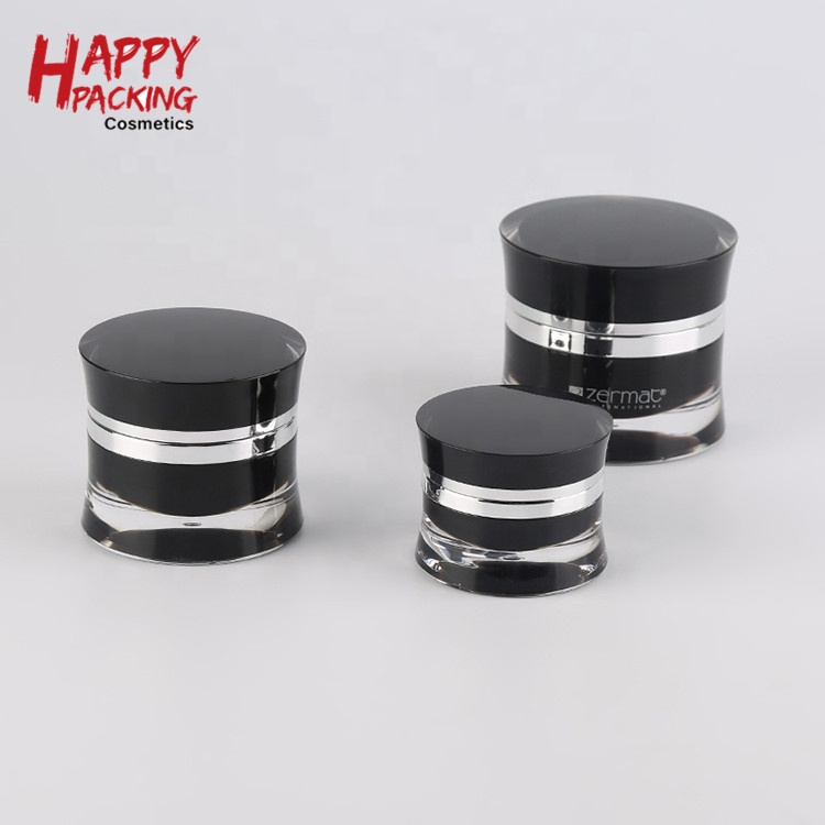 Beauty Containers Small Black Acrylic Cosmetic Jars Lip Balm Pot Black Lid 30g