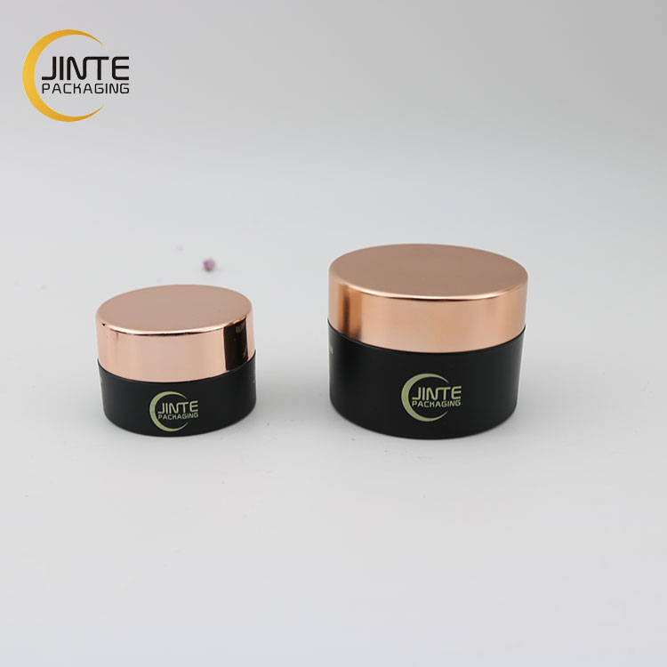 Beauty Luxury Customized  Gold Top Cosmetics  Matte Black  Body Scrub Packaging PETG1oz 30ml 15ml Jar