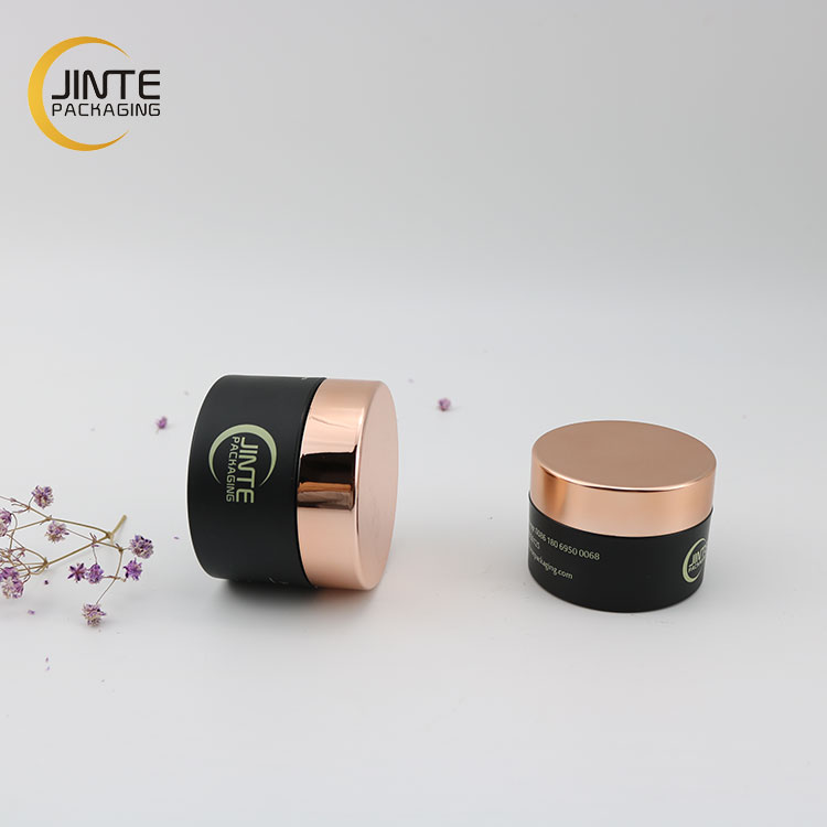 Beauty Luxury Customized Gold Top Cosmetics Matte Black Body Scrub Packaging PETG1oz 30ml 15ml Jar