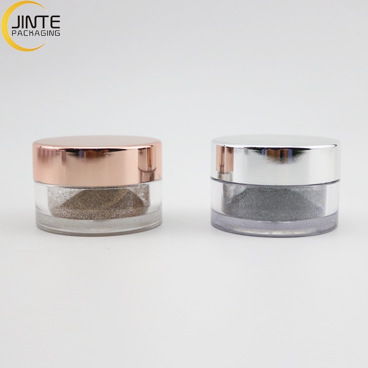 Beauty Shiny Customized 15ml 0.5oz PETG Plastic Luxury Clear jar with shiny rose gold Silver lids for acrylic powder