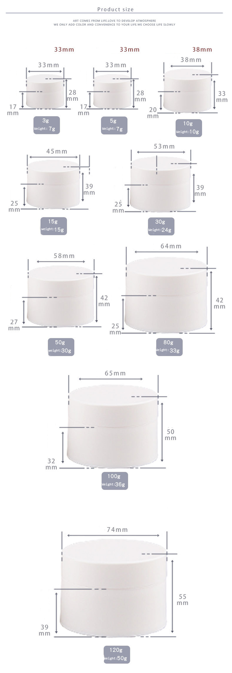 Beauty and Personal Care empty White Black Bright Cream Jar pp for Skincare Packaging