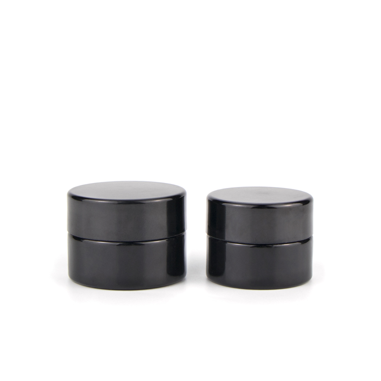 Beauty containers 5 gram 10 gram mini black dark violet lip balm cosmetic eye cream glass jars with plastic screw lids