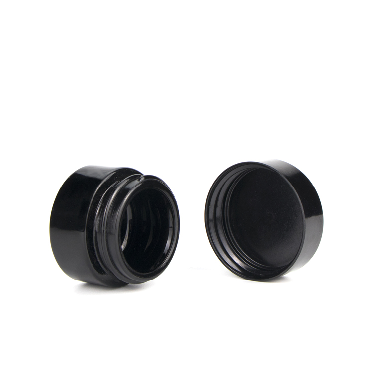 Beauty containers 5 gram 10 gram mini black dark violet lip balm cosmetic eye cream glass jars with plastic screw lids