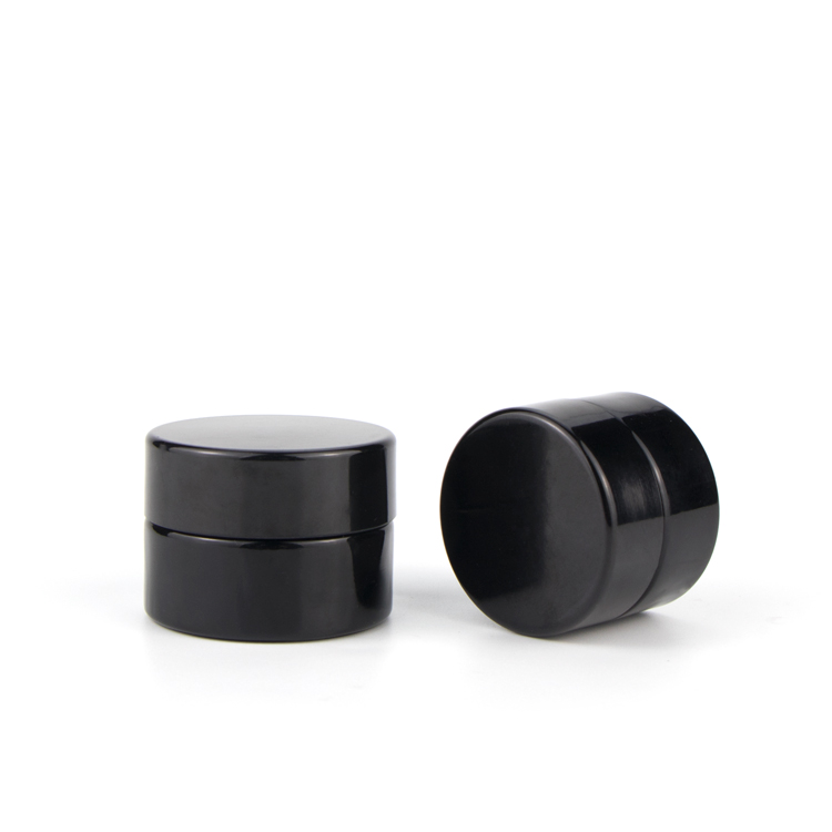 Beauty containers 5 gram 10 gram mini black dark violet lip balm cosmetic eye cream glass jars with plastic screw lids