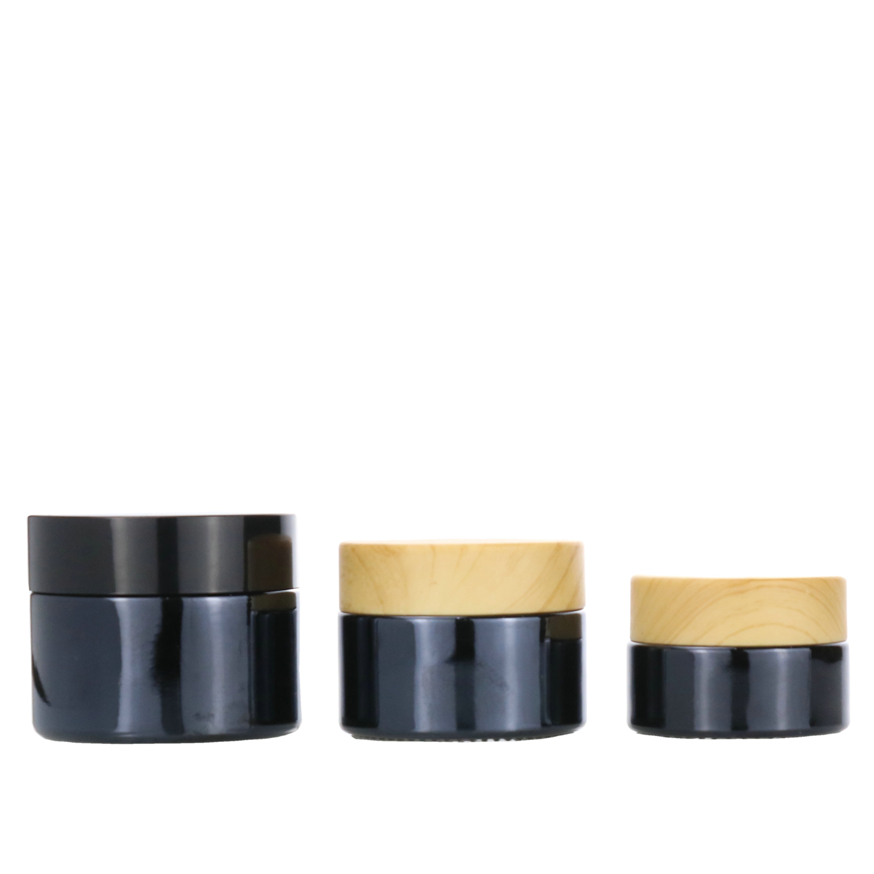 Beauty containers 5 gram 10 gram mini black dark violet lip balm cosmetic eye cream glass jars with plastic screw lids