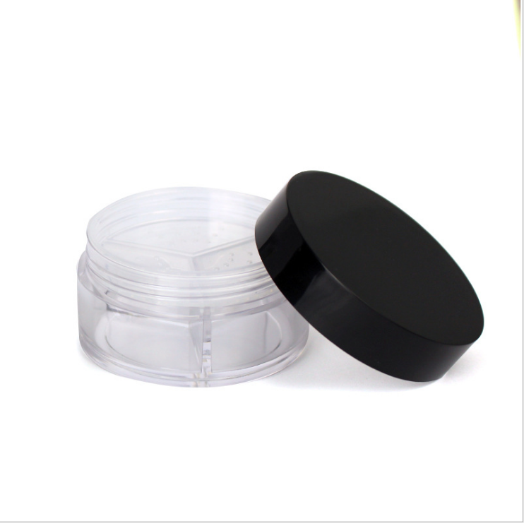 Beauty cosmetics empty packaging ABS plastic box round powder compact with inner plug three dispersion powder compact setting