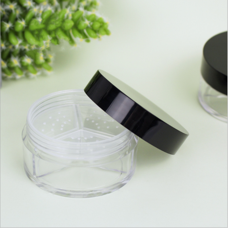Beauty cosmetics empty packaging ABS plastic box round powder compact with inner plug three dispersion powder compact setting