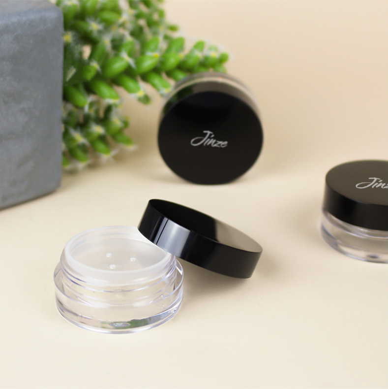 Beauty makeup packaging material and direct 4ml mini powder compact with sieve compact makeup box fluffy powder bottle