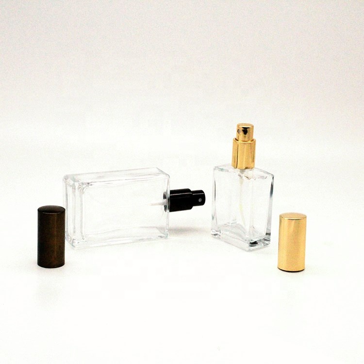 Best Price 10ml 30ml 50ml 100ml Exquisite Flat Square Perfume Clear Glass Bottle With Sprayer Cap
