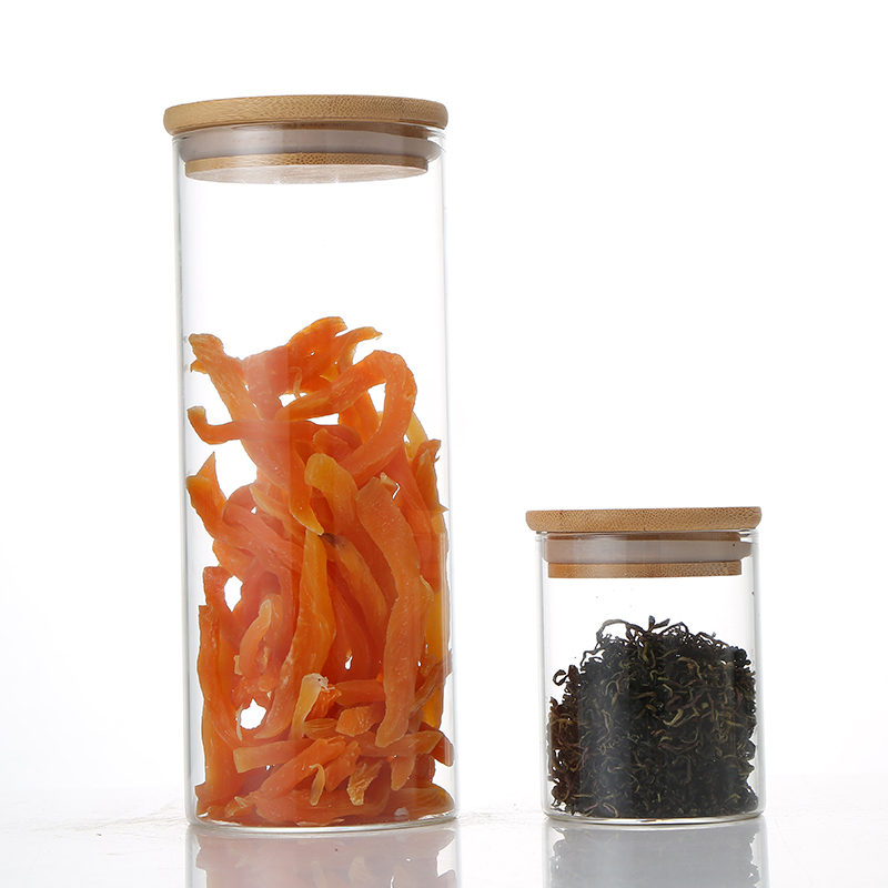 Best Price Sealed Glass Bottle Jars Clear Storage Glass Jars Storage Jar Bamboo