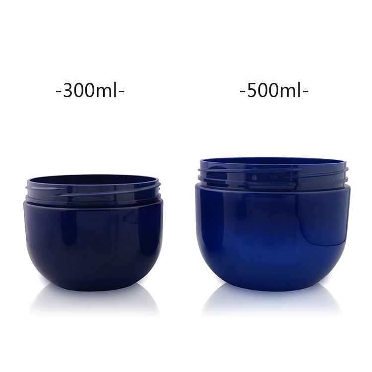 Best Price round blue 300ml 500ml cosmetic plastic jar pet shampoo jar with screw cap/lid
