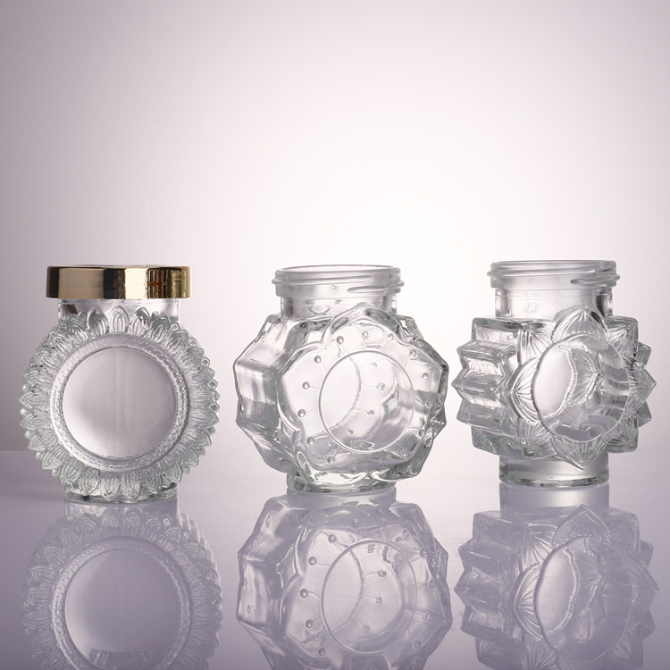 Best Sales Embossing Honey Fruit Jam Glass Bottle Large Seal Storage Glass Jar