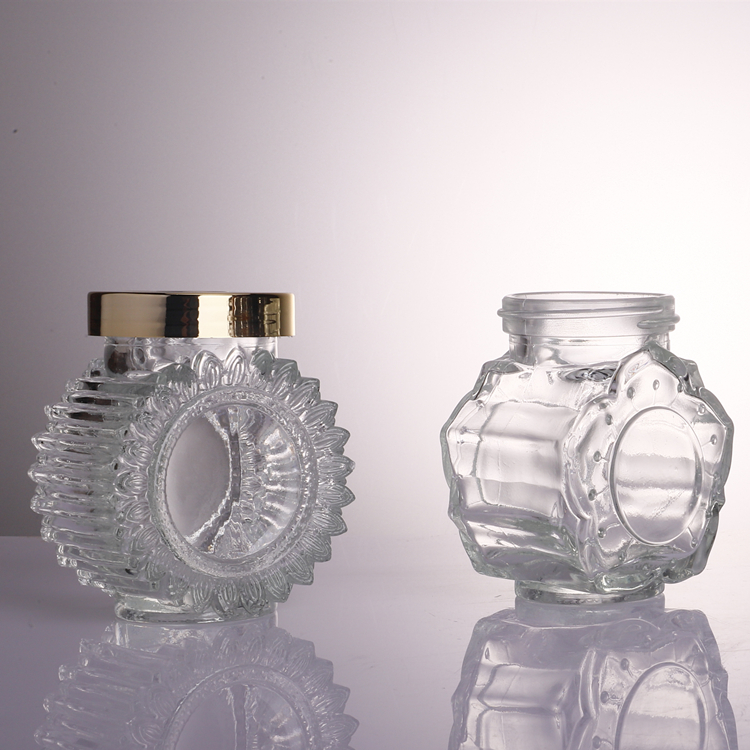 Best Sales Embossing Honey Fruit Jam Glass Bottle Large Seal Storage Glass Jar