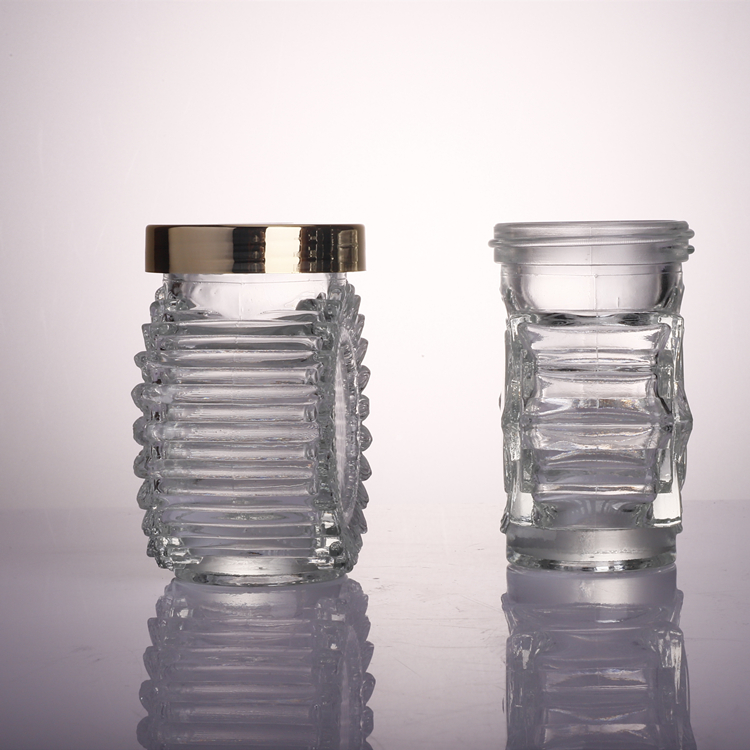 Best Sales Embossing Honey Fruit Jam Glass Bottle Large Seal Storage Glass Jar