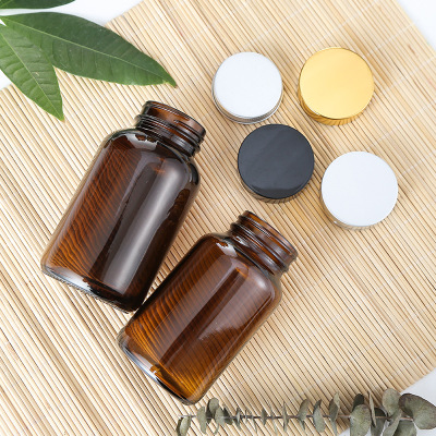 Best Sell Wide Mouth Amber Light Avoiding Capsule Glass Bottle Medicine Pill Bottle