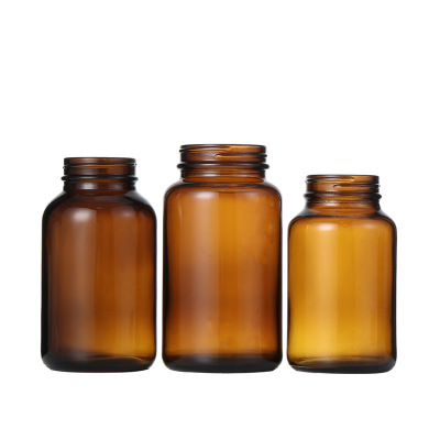 Best Sell Wide Mouth Amber Light Avoiding Capsule Glass Bottle Medicine Pill Bottle