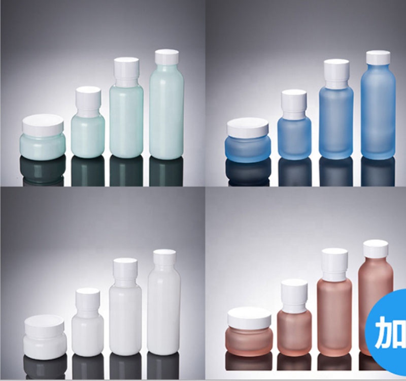 Best Seller Glossy White Pink Pump Bottles Cream Jars Skincare Cosmetic Serum Glass Packaging Kit Private Label