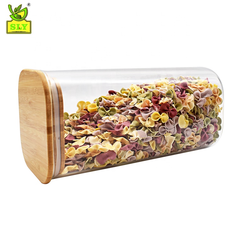 Best Seller Square Shape High Borosilicate Glass Storage Food Jar With Bamboo Lid