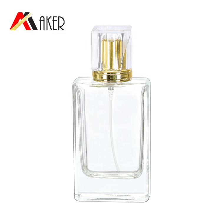Best Selling 50ml Rectangle clear custom glass Liquid Perfume bottles