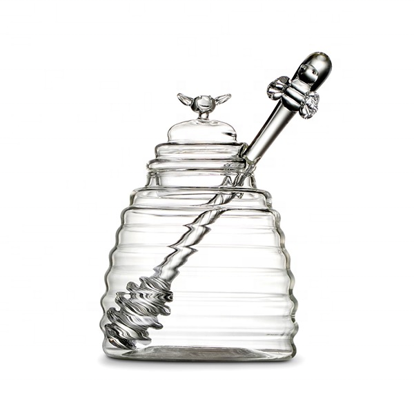 Best Selling Handmade Hermetic Honey Bee Pots With Glass Lid and Dipper