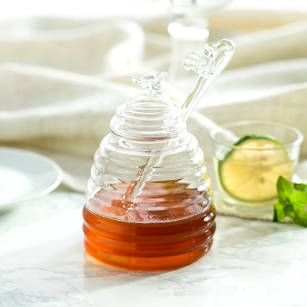 Best Selling Handmade Hermetic Honey Bee Pots With Glass Lid and Dipper