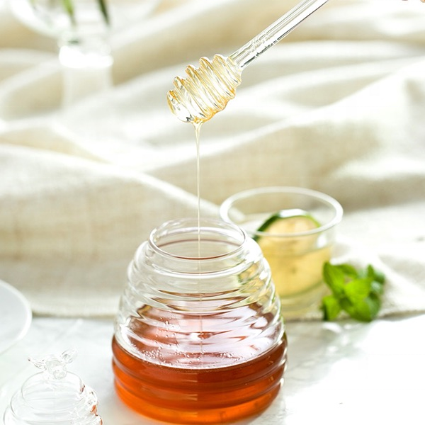 Best Selling Handmade Hermetic Honey Bee Pots With Glass Lid and Dipper