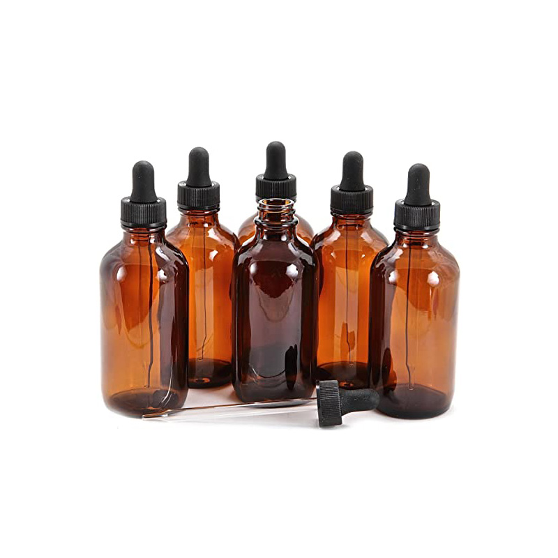 Best Selling LANJING 120ml Round Glass Blue Boston Bottles For Essential Oil With Dropper