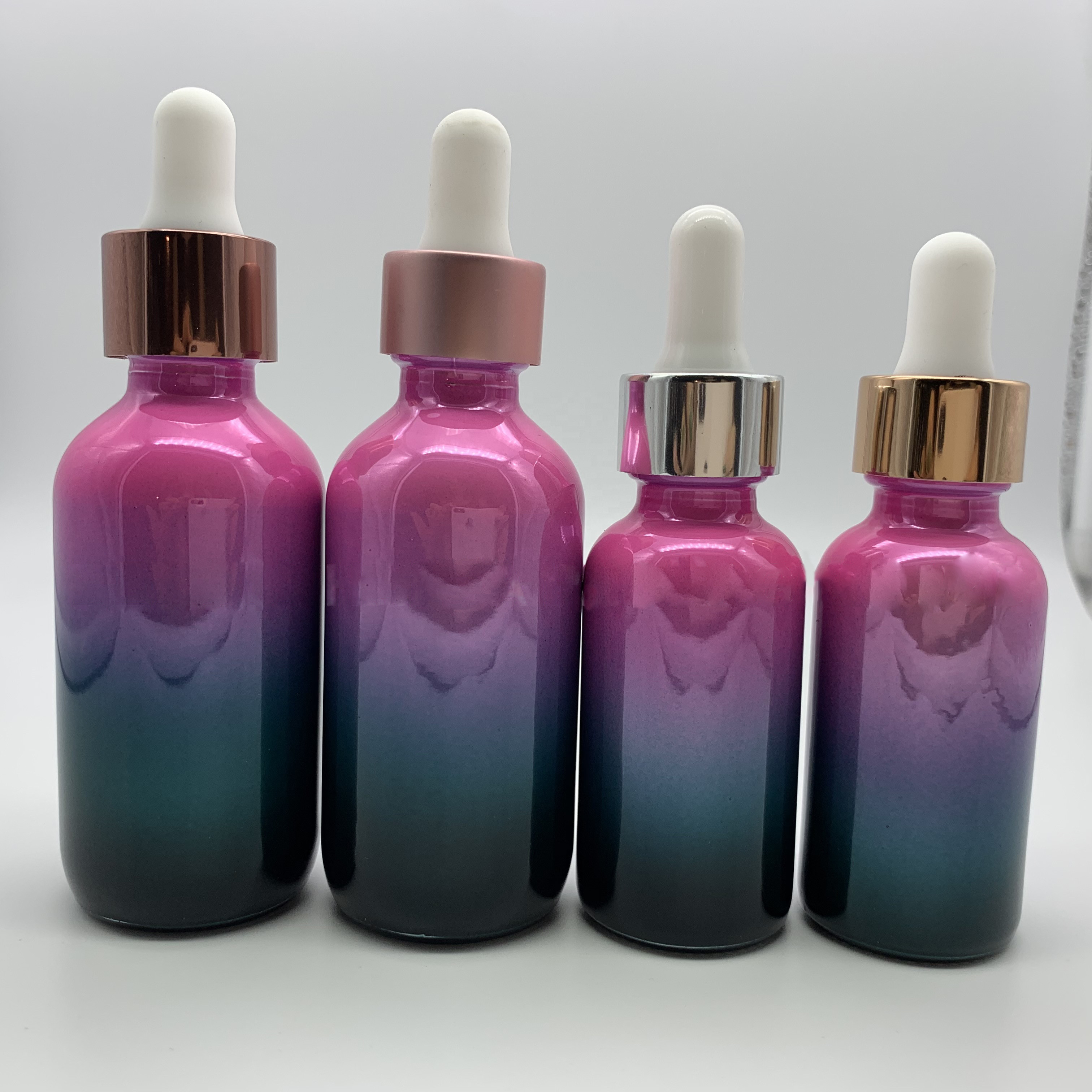 Best Selling Metallic Gradient Fading Color Glass Essential Oil / Perfume Bottle