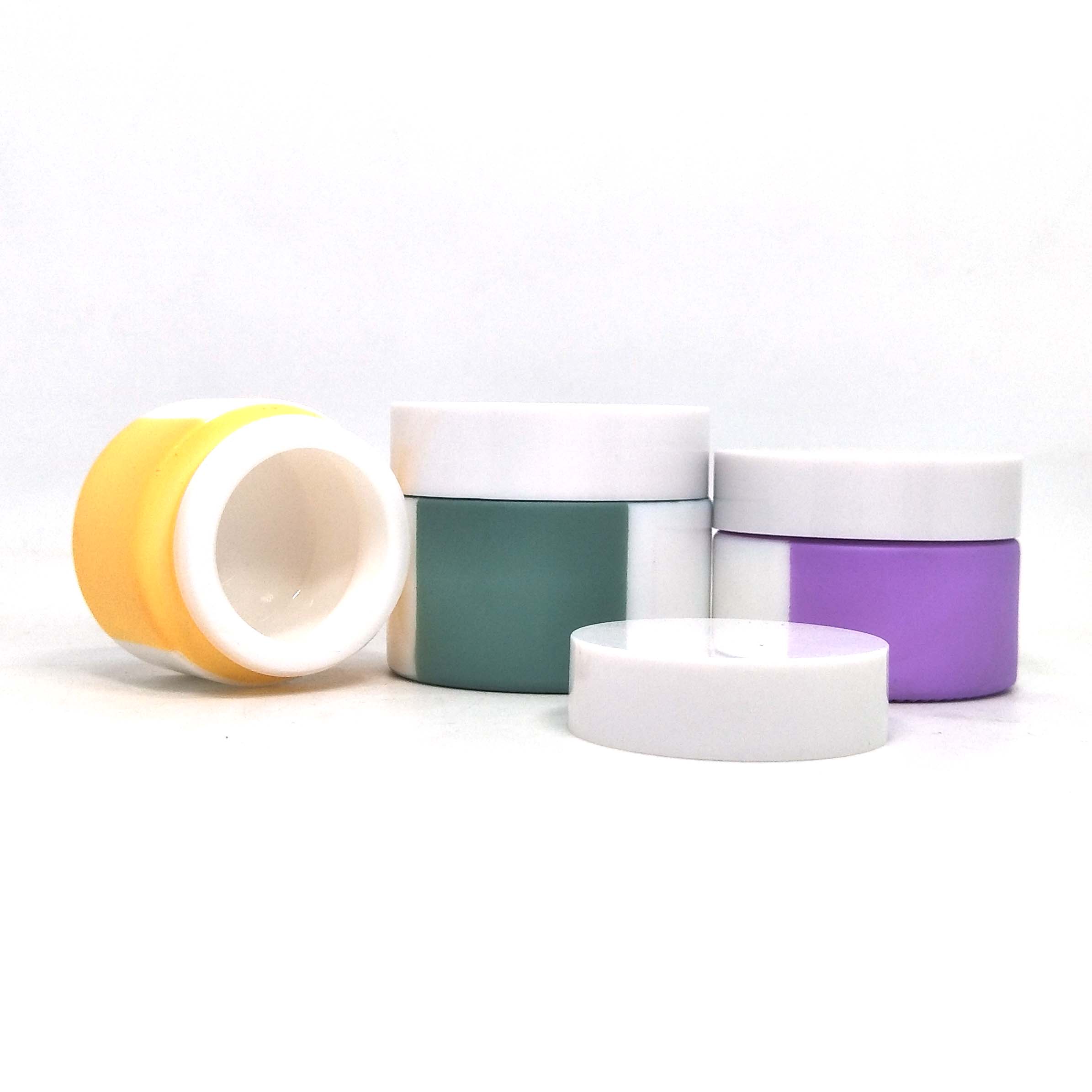 Best Selling wholesale opal glass jar cream jar cosmetic packaging with silver lids