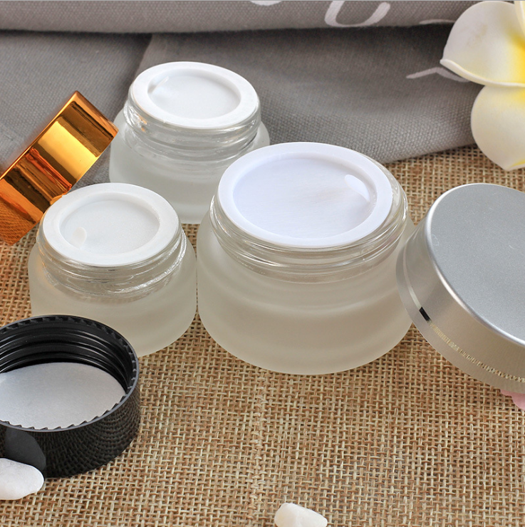 Best frosted glass cream jars wide mouth cosmetic jar cosmetic glass bottle