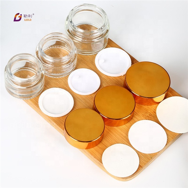 Best price cosmetic clear glass cream jars 10g 30g 50g gold eye cream jar