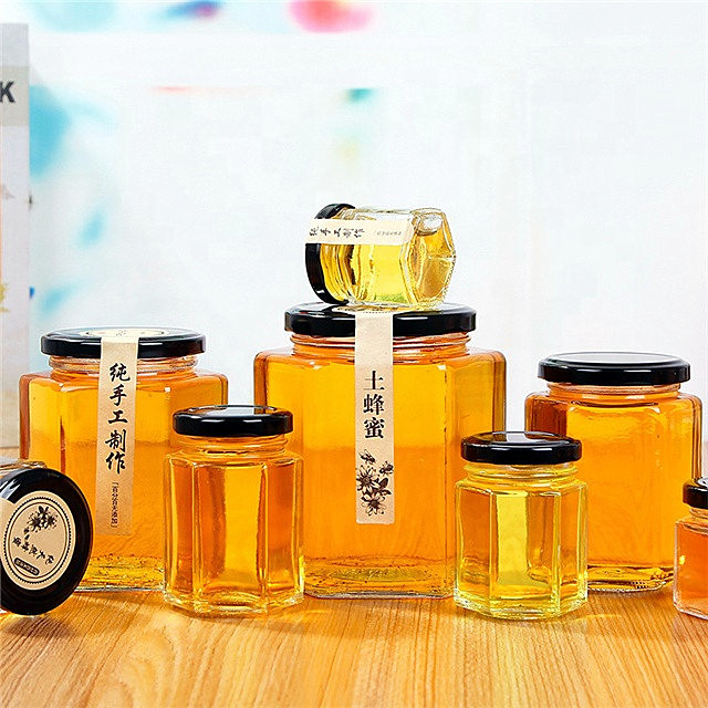 Best price hexagonal honey jar bee honey jar honey jar bottle