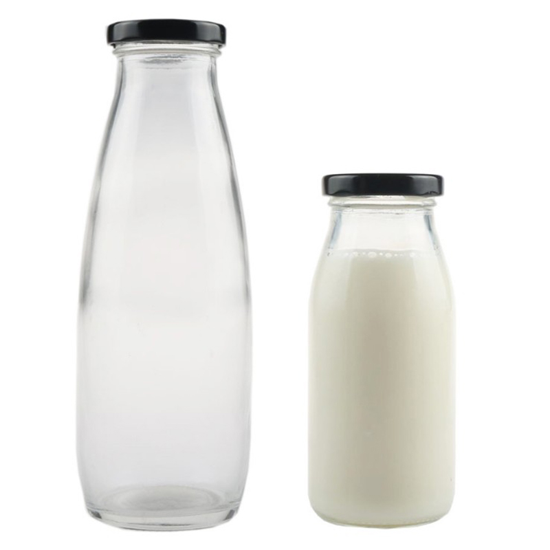 Best price round types 200ml 250ml 300ml 500ml  Drinking glass milk / juice bottle with steel lids