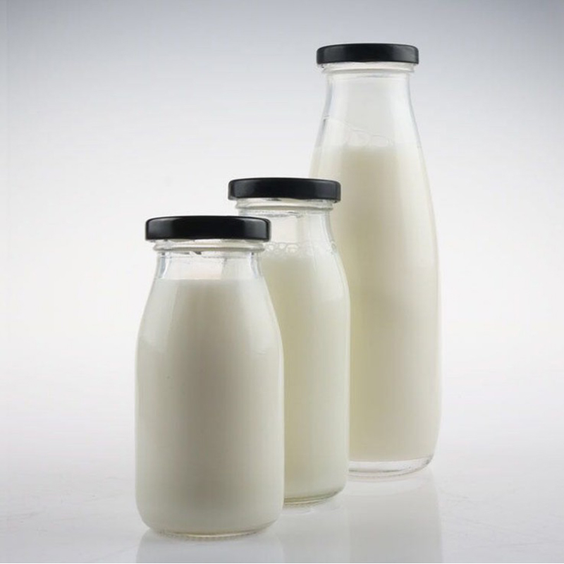 Best price round types 200ml 250ml 300ml 500ml Drinking glass milk / juice bottle with steel lids