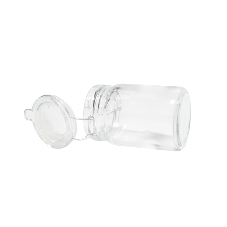 Best qualitey square glass jar food containers colorful relief glass storage jar and bottle with flip lid