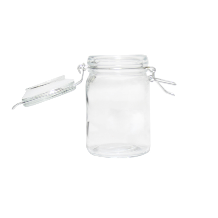 Best qualitey square glass jar food containers colorful relief glass storage jar and bottle with flip lid