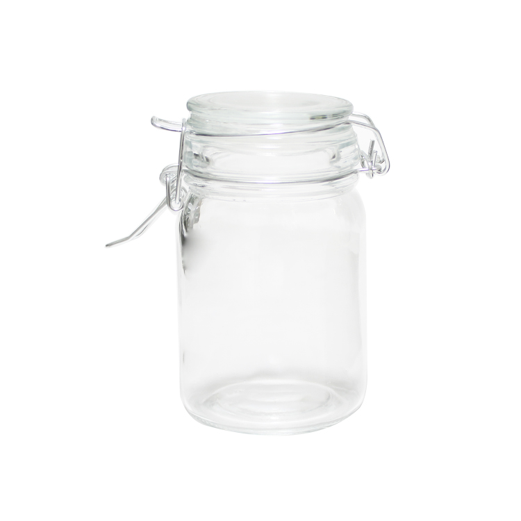 Best qualitey square glass jar food containers colorful relief glass storage jar and bottle with flip lid