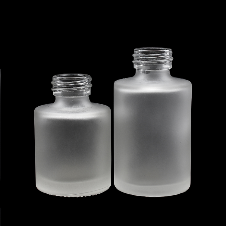 Best quality 10ml 20ml 30ml 50ml frosted glass serum bottle flat shoulder dropper glass bottle with gold silver aluminum cap
