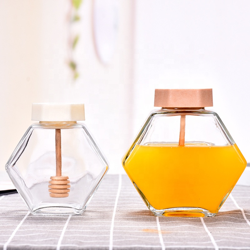 Best quality glass honey containers with wooden top