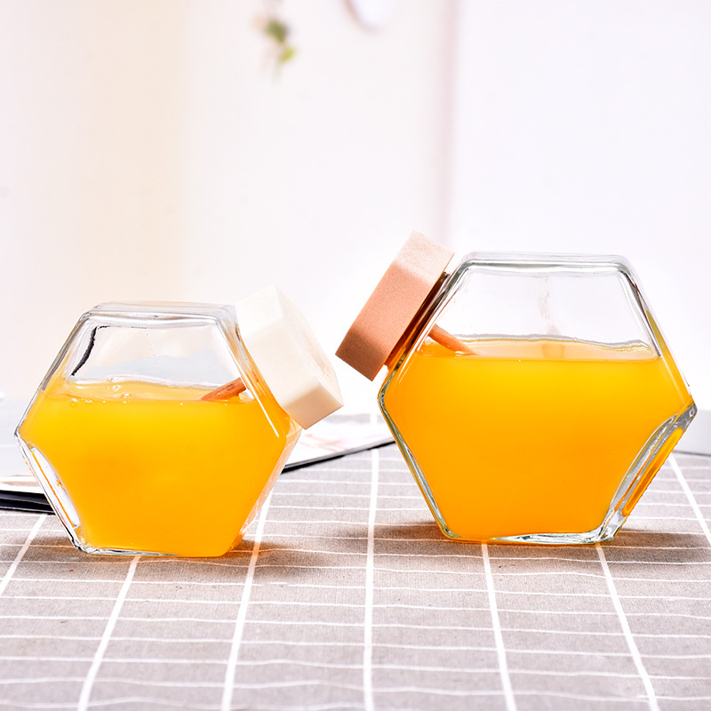 Best quality glass honey containers with wooden top