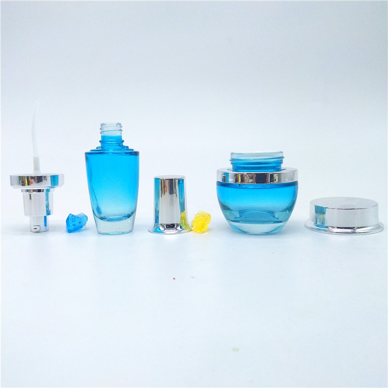 Best sales luxury glass cosmitic shell shape lotion bottle glass skin cream jar