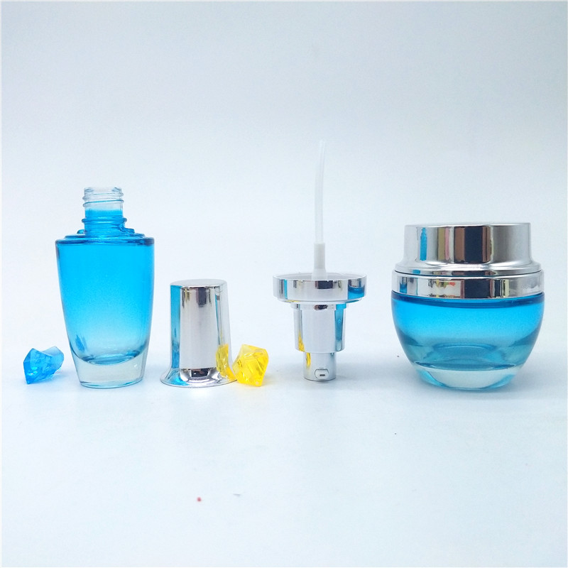 Best sales luxury glass cosmitic shell shape lotion bottle glass skin cream jar