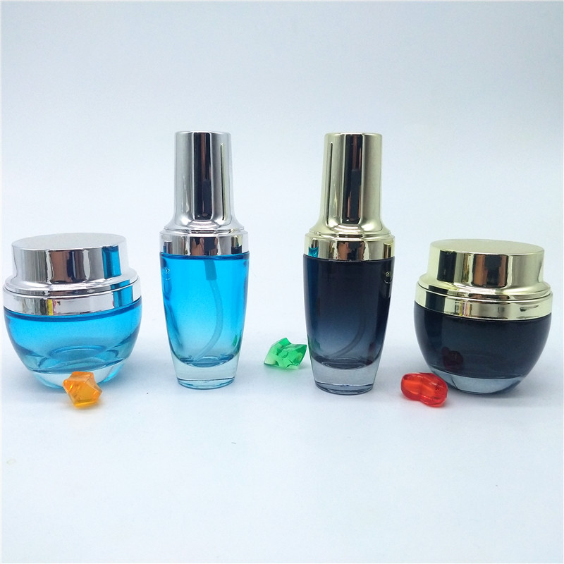 Best sales luxury glass cosmitic shell shape lotion bottle glass skin cream jar