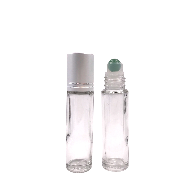 Best selling 10ml clear transparent glass essential oils gemstones roller ball bottle for perfume